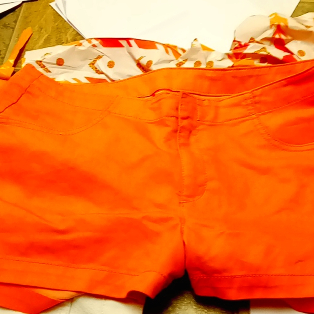 TANGERINE Colored Shorts 1 small water stain; Cannot be purchased alone